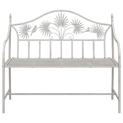 Trädgårdsbänk Metall Antik Vit 104 x 52,5 x 89 cm Stål