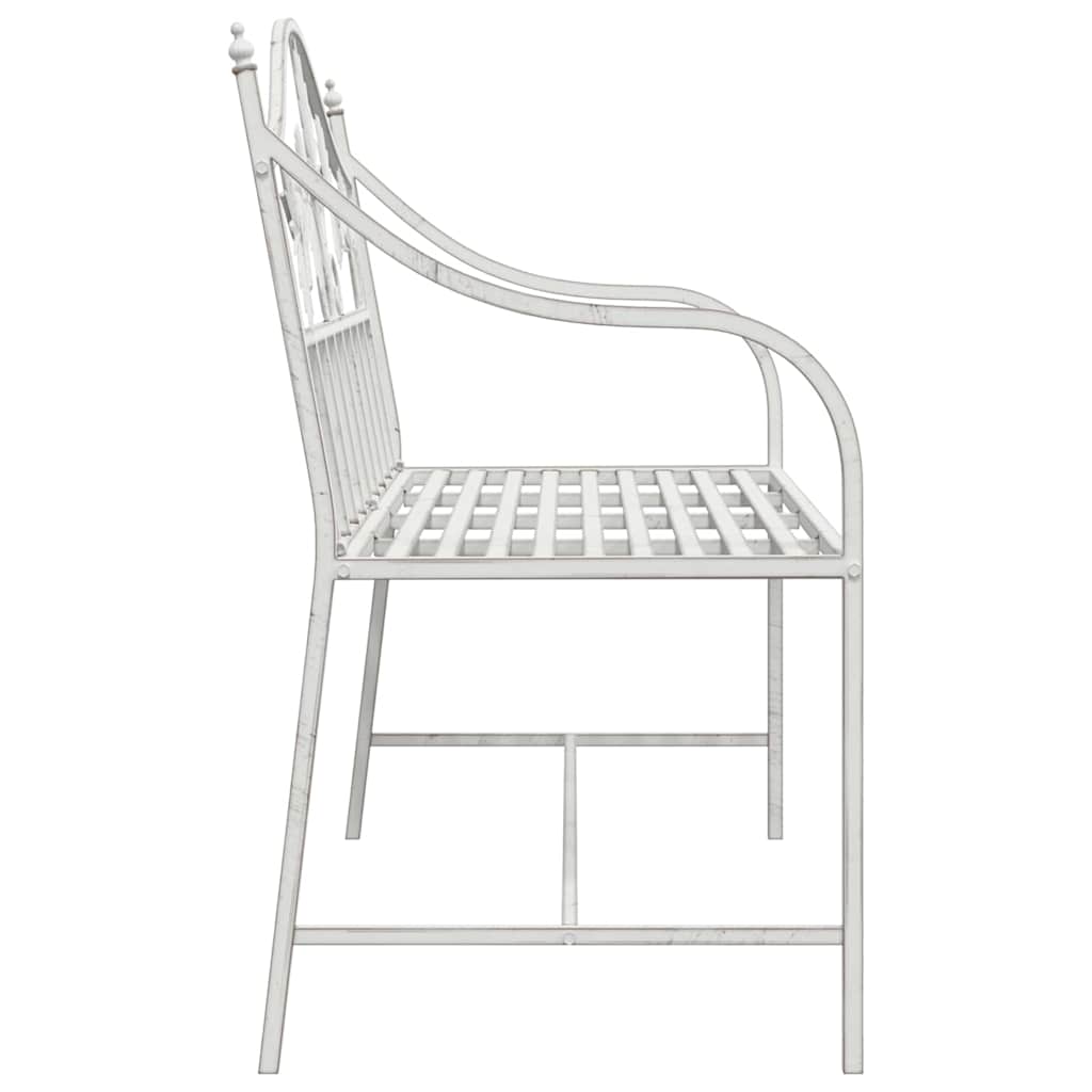 Trädgårdsbänk Metall Antik Vit 104 x 52,5 x 89 cm Stål