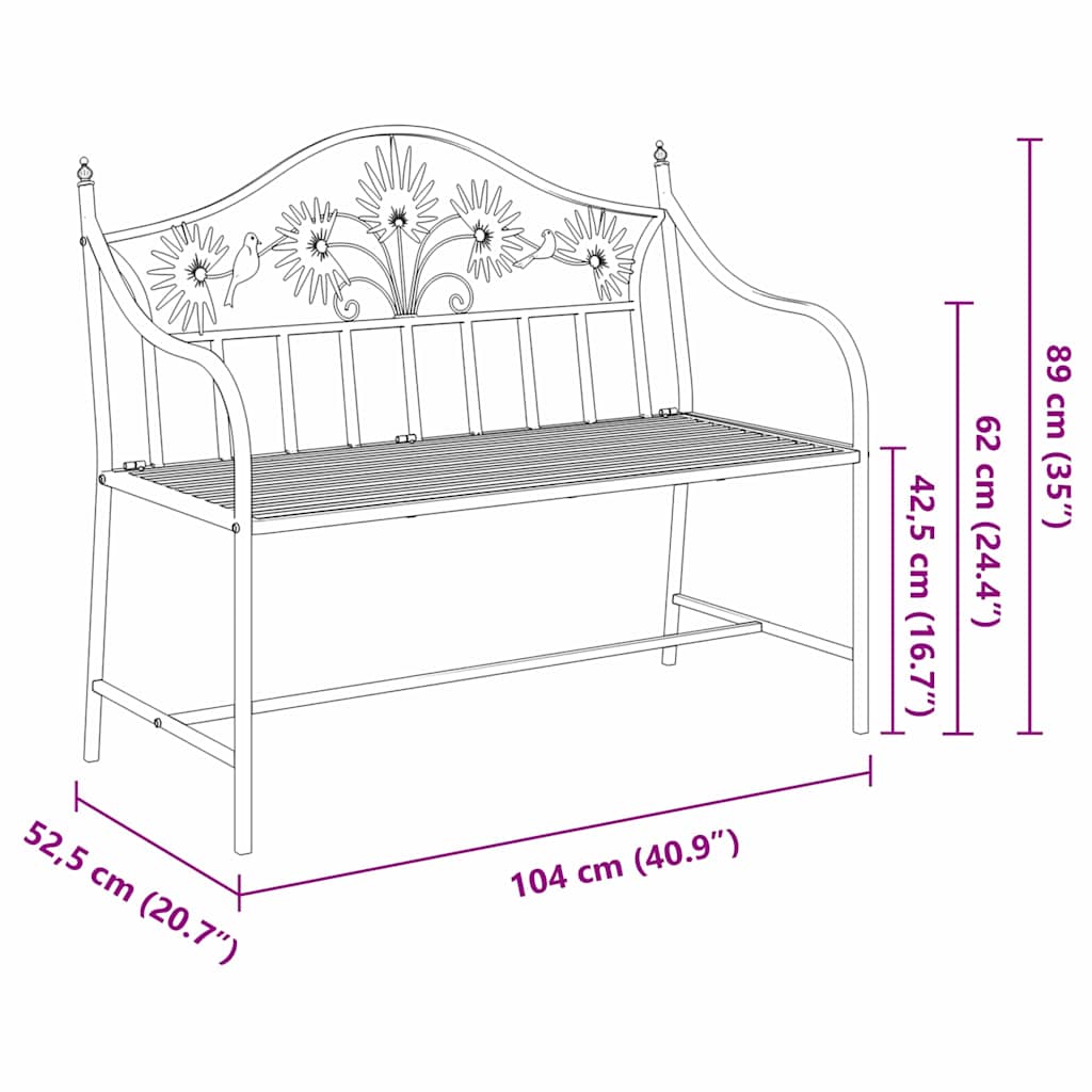 Trädgårdsbänk Metall Antik Vit 104 x 52,5 x 89 cm Stål