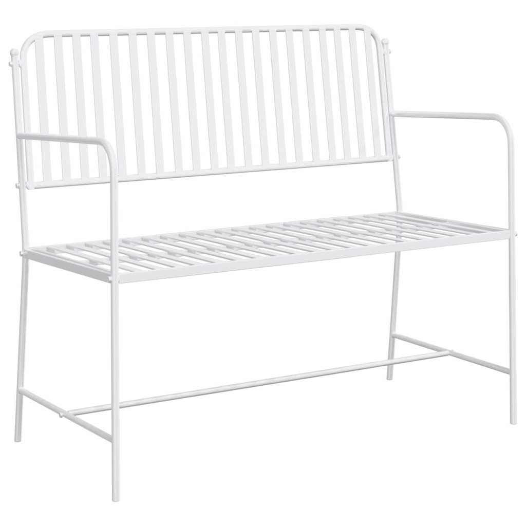 Trädgårdsbänk Metall Enkel Vit 103,5 x 51,5 x 90 cm Stål