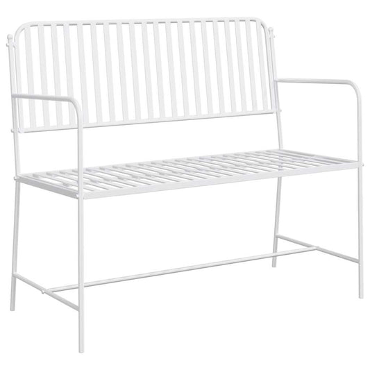 Trädgårdsbänk Metall Enkel Vit 103,5 x 51,5 x 90 cm Stål