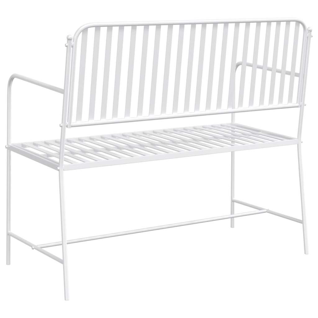 Trädgårdsbänk Metall Enkel Vit 103,5 x 51,5 x 90 cm Stål