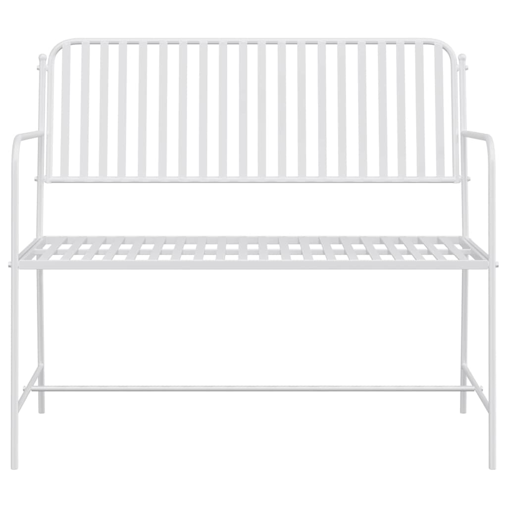 Trädgårdsbänk Metall Enkel Vit 103,5 x 51,5 x 90 cm Stål