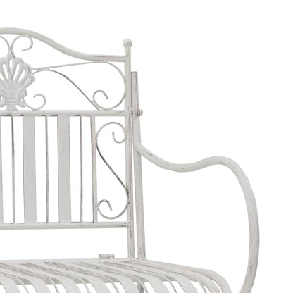 Trädgårdsbänk Metall Antik Vit 103,5 x 59 x 89 cm Stål