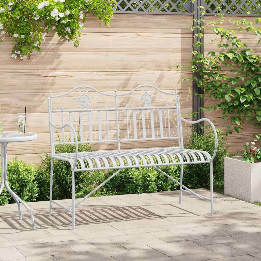 Trädgårdsbänk Metall Antik Vit 103,5 x 59 x 89 cm Stål