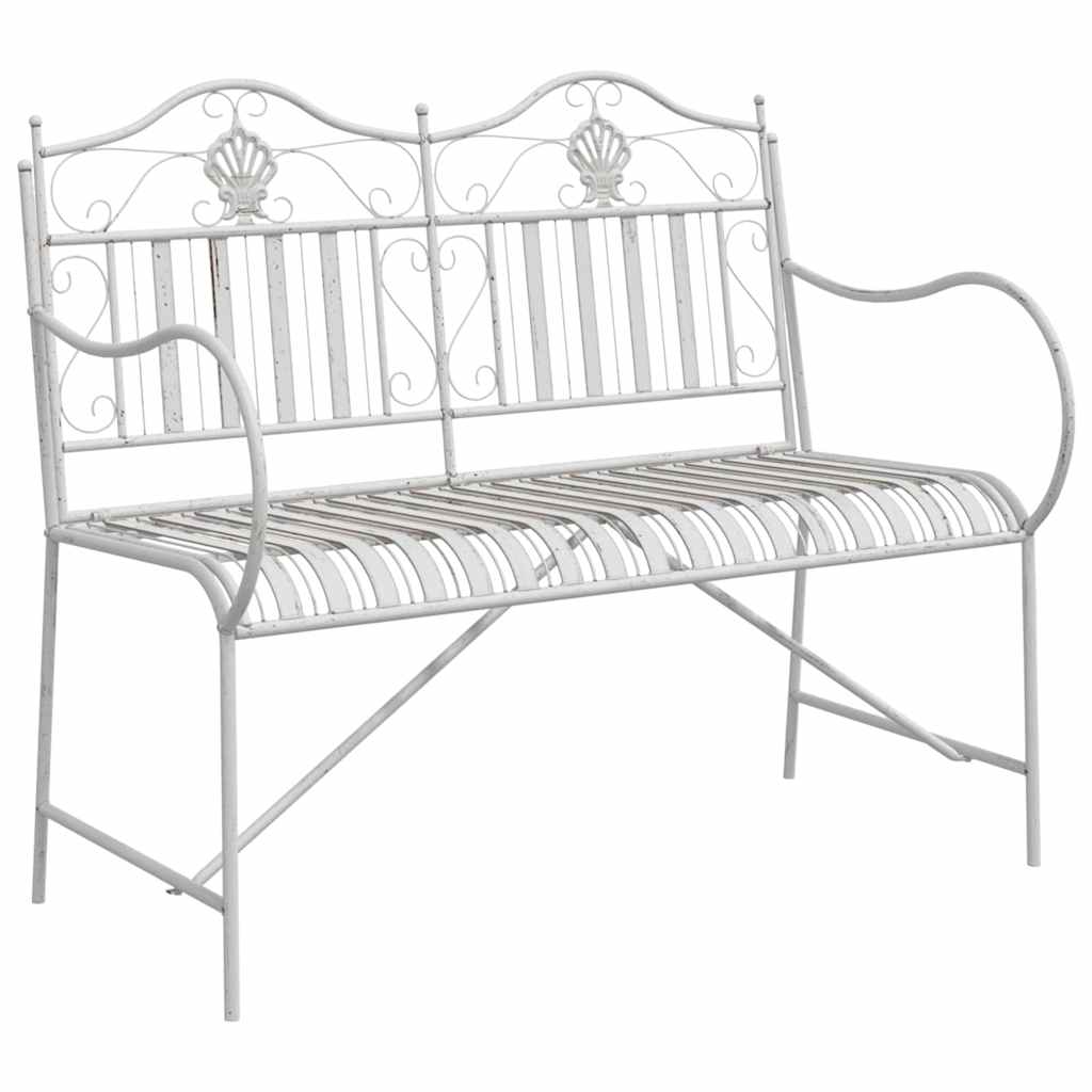 Trädgårdsbänk Metall Antik Vit 103,5 x 59 x 89 cm Stål