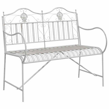 Trädgårdsbänk Metall Antik Vit 103,5 x 59 x 89 cm Stål