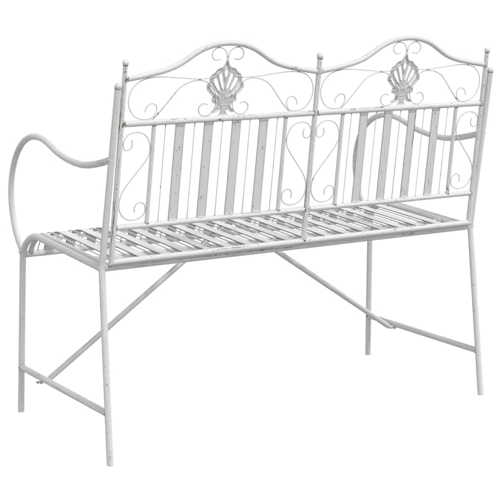 Trädgårdsbänk Metall Antik Vit 103,5 x 59 x 89 cm Stål