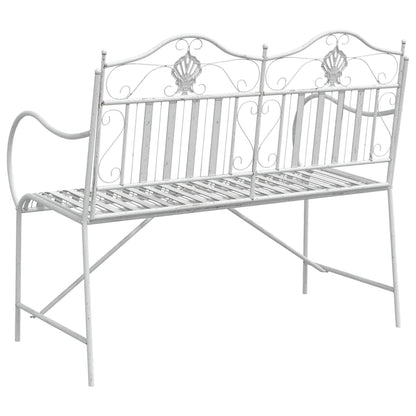 Trädgårdsbänk Metall Antik Vit 103,5 x 59 x 89 cm Stål
