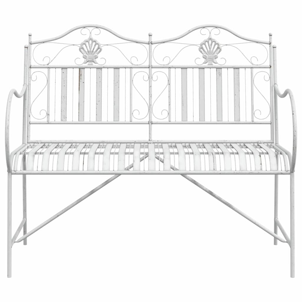 Trädgårdsbänk Metall Antik Vit 103,5 x 59 x 89 cm Stål