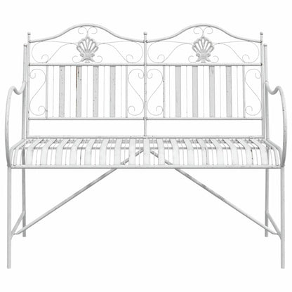Trädgårdsbänk Metall Antik Vit 103,5 x 59 x 89 cm Stål