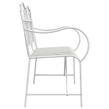 Trädgårdsbänk Metall Antik Vit 103,5 x 59 x 89 cm Stål