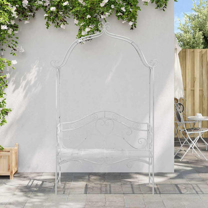 Trädgårdsbänk Metall Antik Vit 121 x 48 x 200 cm Stål