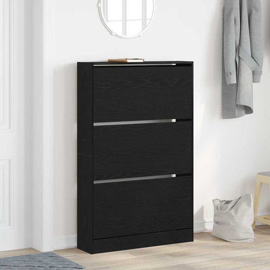Skoställ Svart Ek SkoSkåp 80 x 21 x 125.5 cm