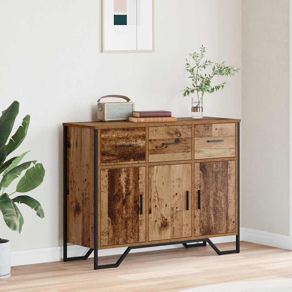 Sideboard med låda Gammalt trä 97 x 32,5 x 74,5 cm