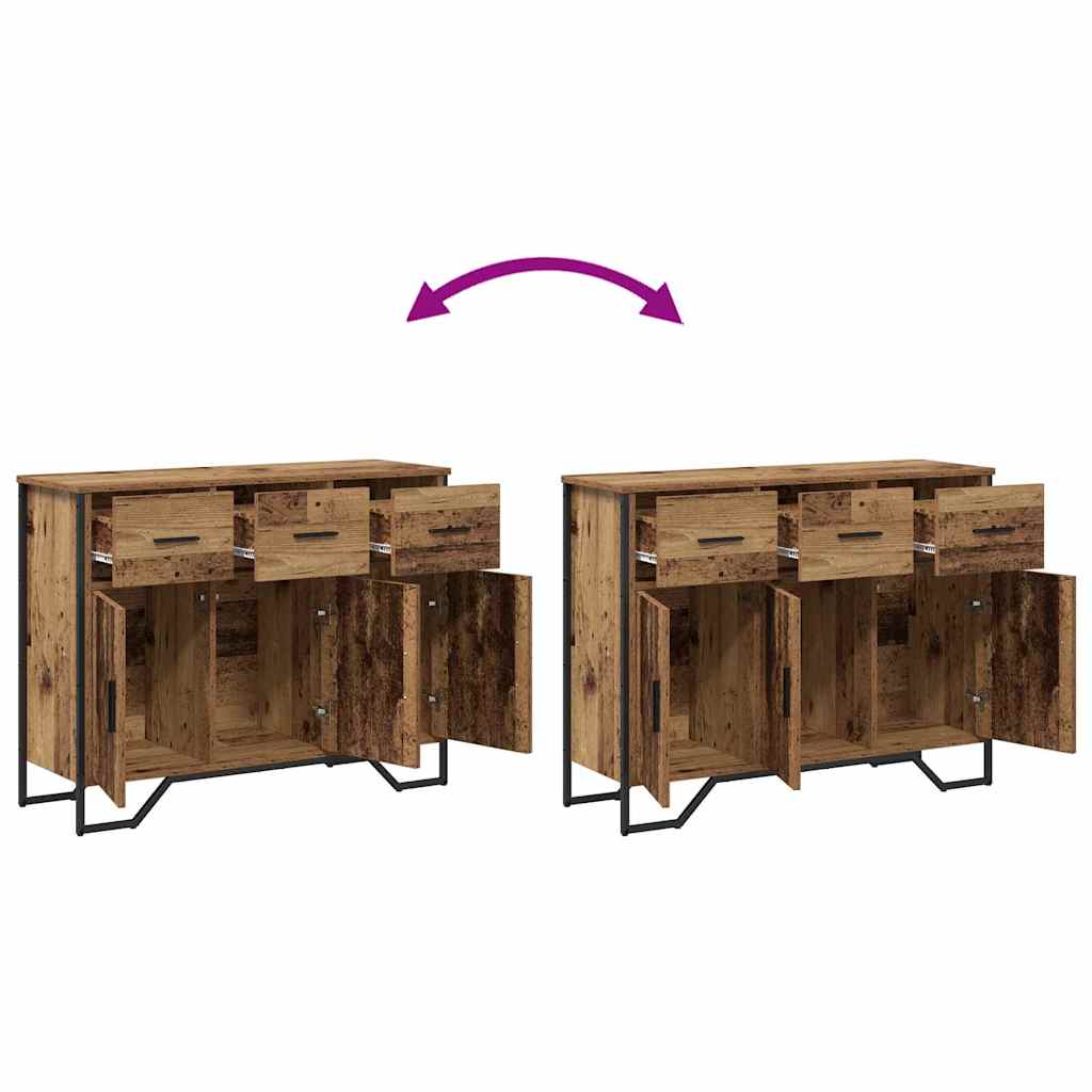 Sideboard med låda Gammalt trä 97 x 32,5 x 74,5 cm