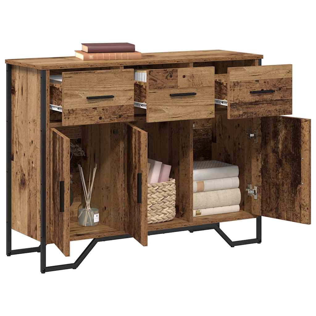 Sideboard med låda Gammalt trä 97 x 32,5 x 74,5 cm