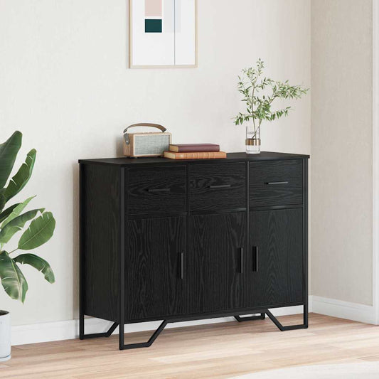 Sideboard med låda Svart Ek 97 x 32,5 x 74,5 cm