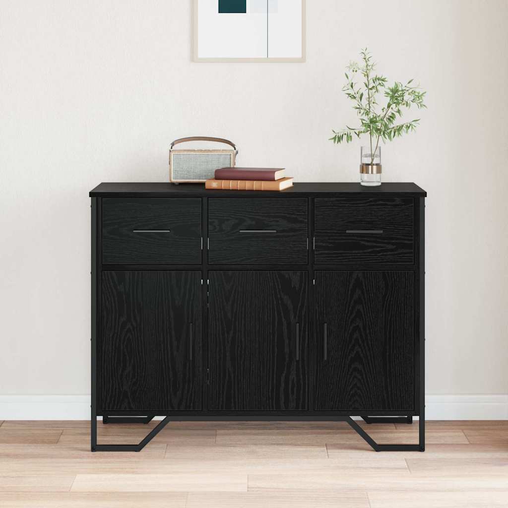 Sideboard med låda Svart Ek 97 x 32,5 x 74,5 cm
