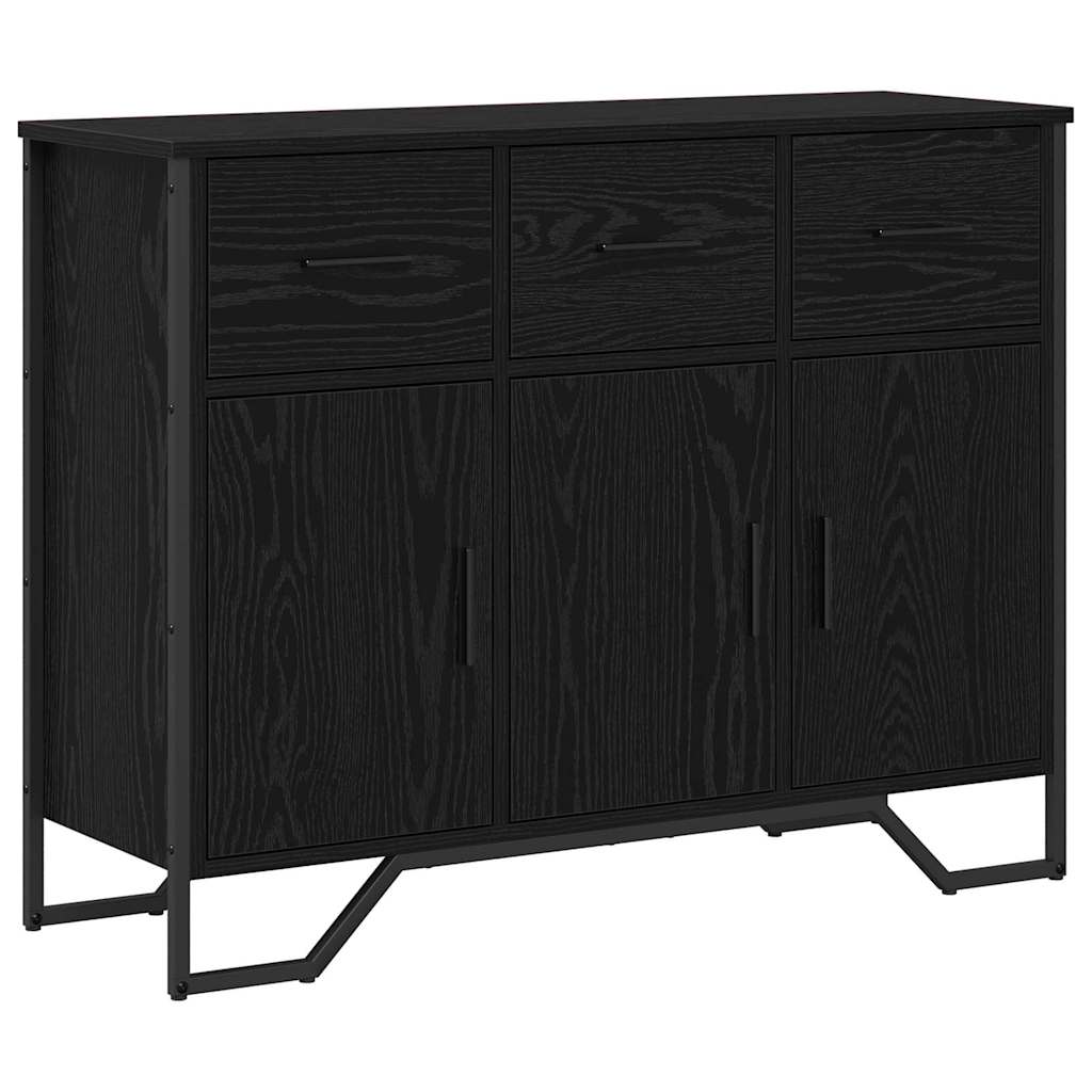 Sideboard med låda Svart Ek 97 x 32,5 x 74,5 cm