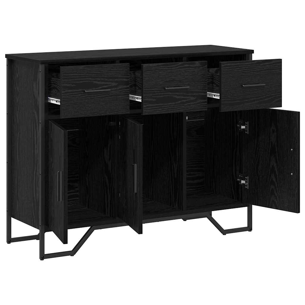 Sideboard med låda Svart Ek 97 x 32,5 x 74,5 cm