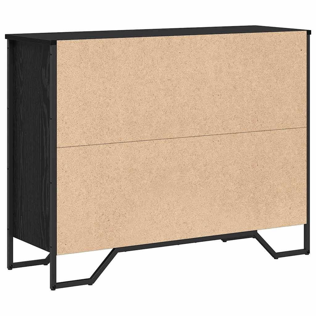 Sideboard med låda Svart Ek 97 x 32,5 x 74,5 cm