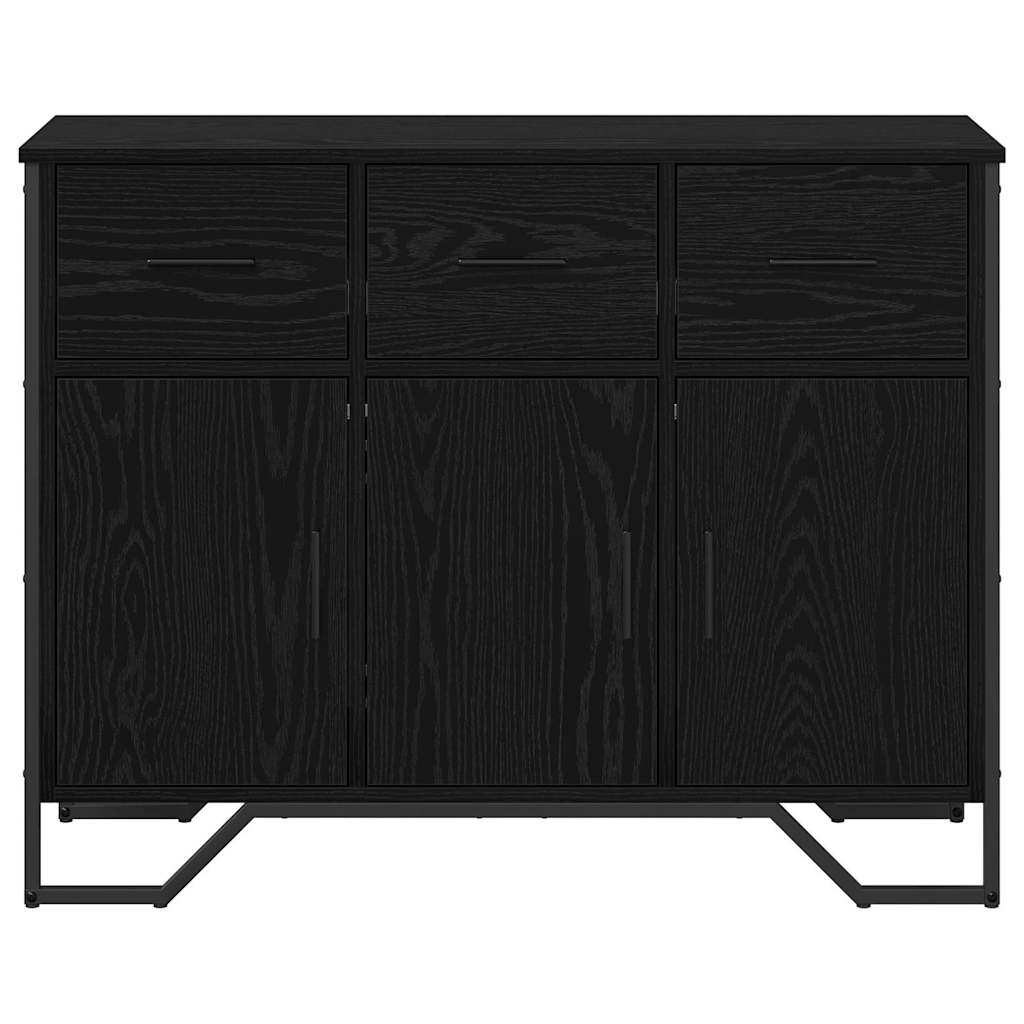 Sideboard med låda Svart Ek 97 x 32,5 x 74,5 cm