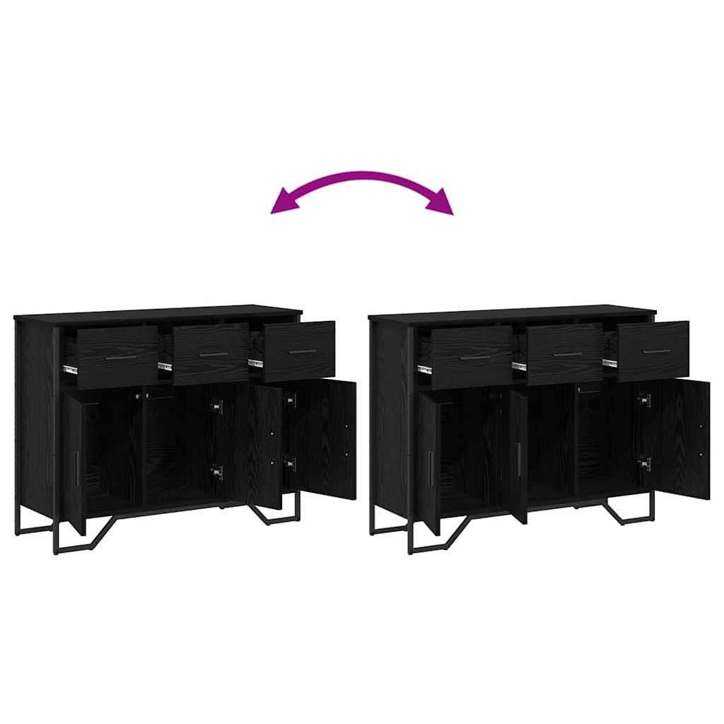 Sideboard med låda Svart Ek 97 x 32,5 x 74,5 cm