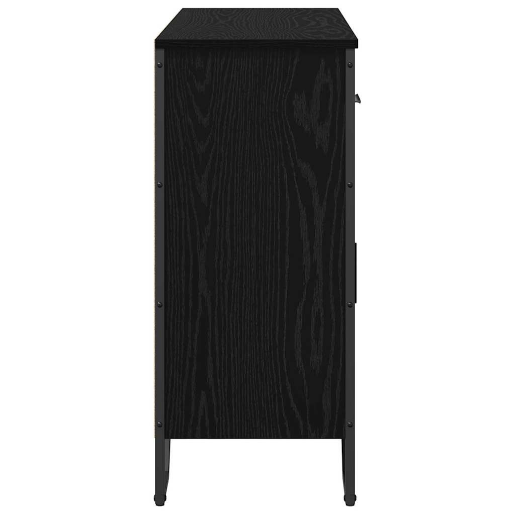 Sideboard med låda Svart Ek 97 x 32,5 x 74,5 cm