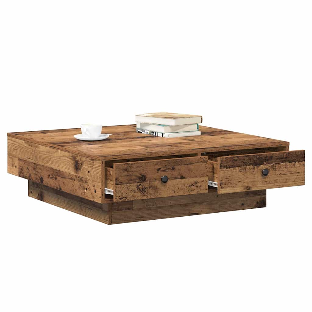 Soffbord Åldrat Trä 90 x 90 x 28 cm