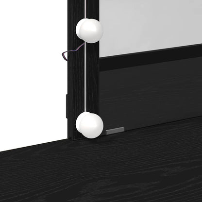 Sminkbord med låda Svart ek 100 x 40 x 130 cm Konstruerat trä