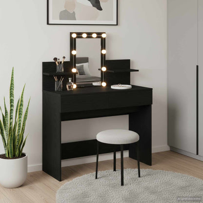 Sminkbord Svart Ek 100 x 40 x 130 cm