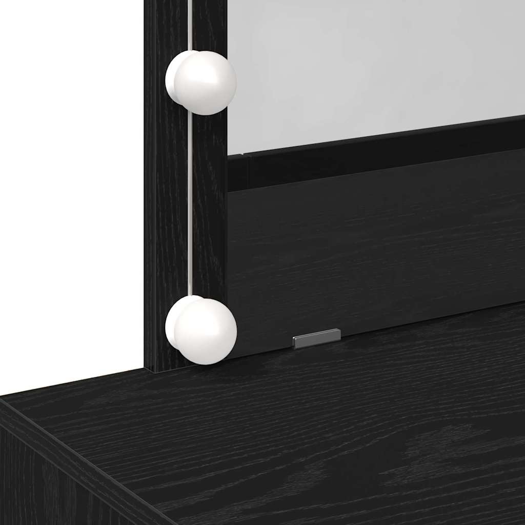 Smyckebord med låda Svart Ek 100 x 40 x 120 cm Konstruerat trä