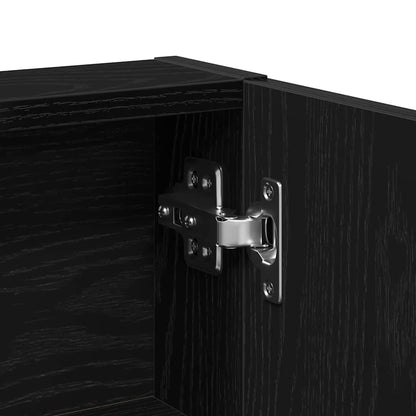 Sminkbord med låda Svart ek 80 x 35 x 132 cm Konstruerat trä