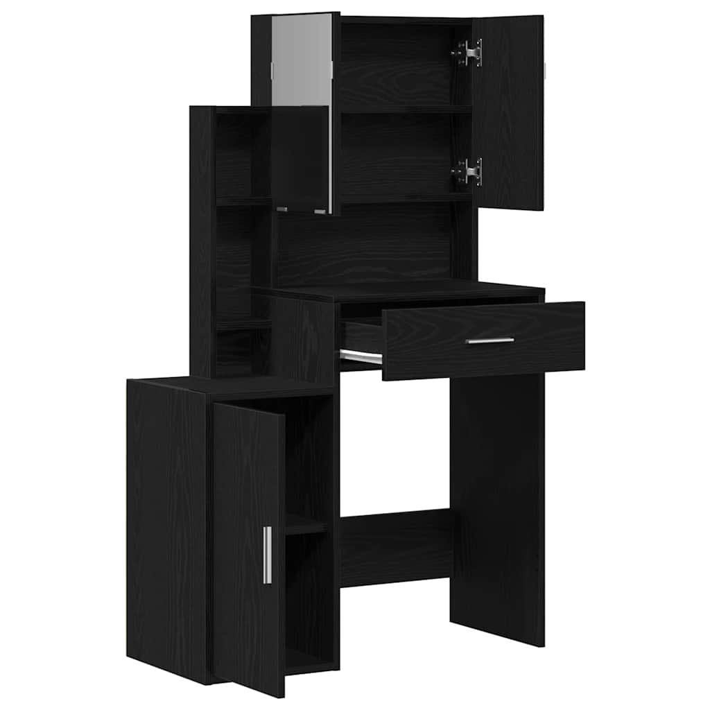 Sminkbord med låda Svart ek 80 x 35 x 132 cm Konstruerat trä