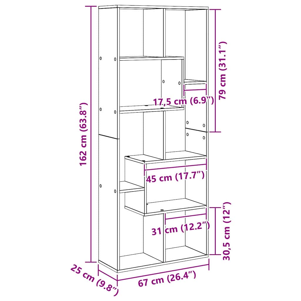 Bokhylla Svart Ek 67 x 25 x 161.5 cm
