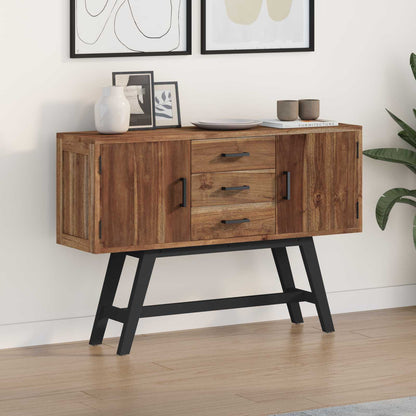 TV-bänk med låda Naturfärg 110 x 30 x 75 cm Massivt teakträ