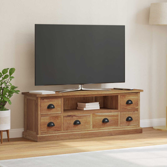 TV-bänk med låda Naturfärg 110 x 30 x 40 cm Massivt teakträ