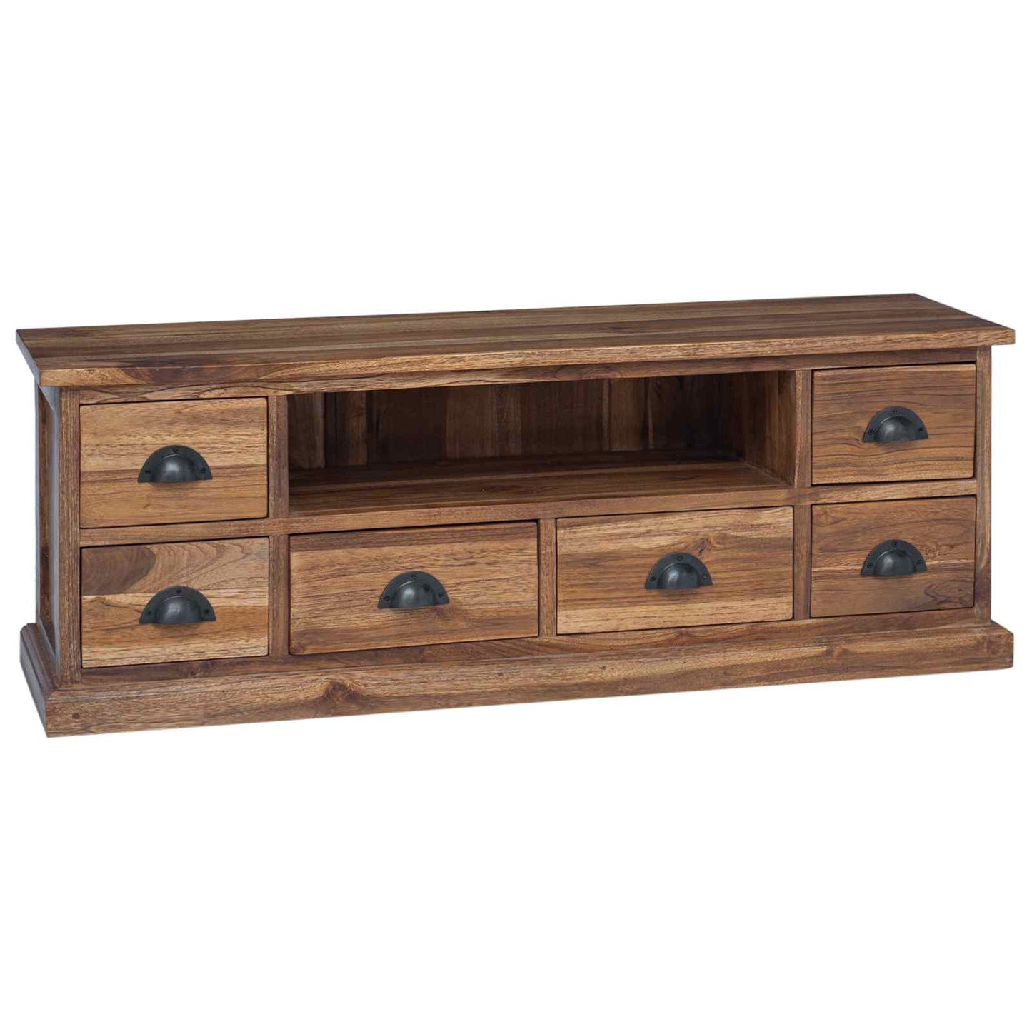 TV-bänk med låda Naturfärg 110 x 30 x 40 cm Massivt teakträ