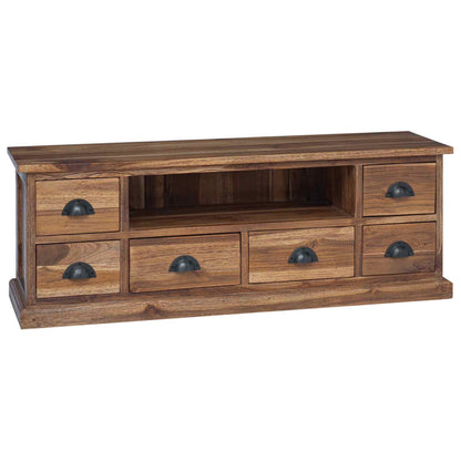 TV-bänk med låda Naturfärg 110 x 30 x 40 cm Massivt teakträ