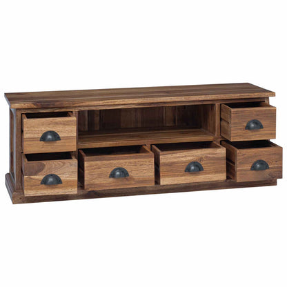 TV-bänk med låda Naturfärg 110 x 30 x 40 cm Massivt teakträ