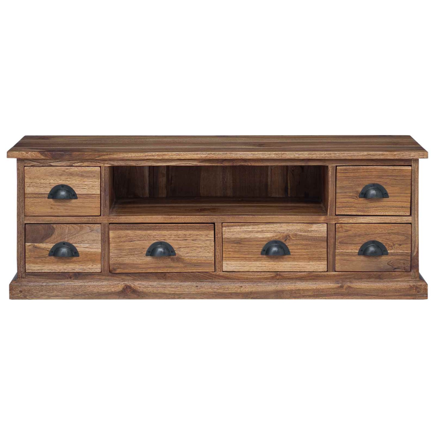 TV-bänk med låda Naturfärg 110 x 30 x 40 cm Massivt teakträ