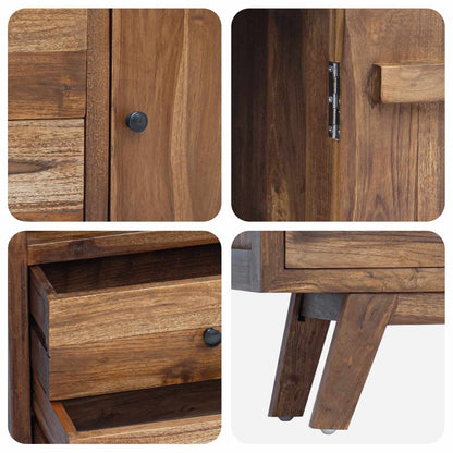 Sideboard med låda Naturfärg 100 x 30 x 68 cm Massivt teakträ