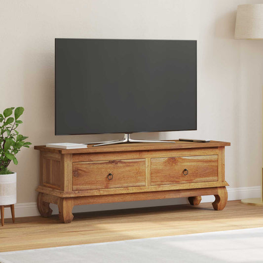 TV-bänk med låda Naturfärg 110 x 35 x 40 cm Massivt teakträ
