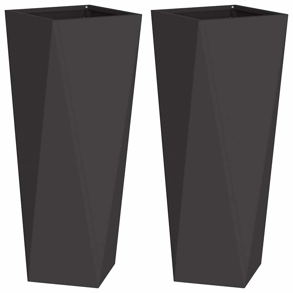 Utomhus Blomkruka Metall 2 pcs Svart 30 x 30 x 75 cm Stål