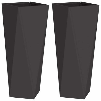Utomhus Blomkruka Metall 2 pcs Svart 30 x 30 x 75 cm Stål