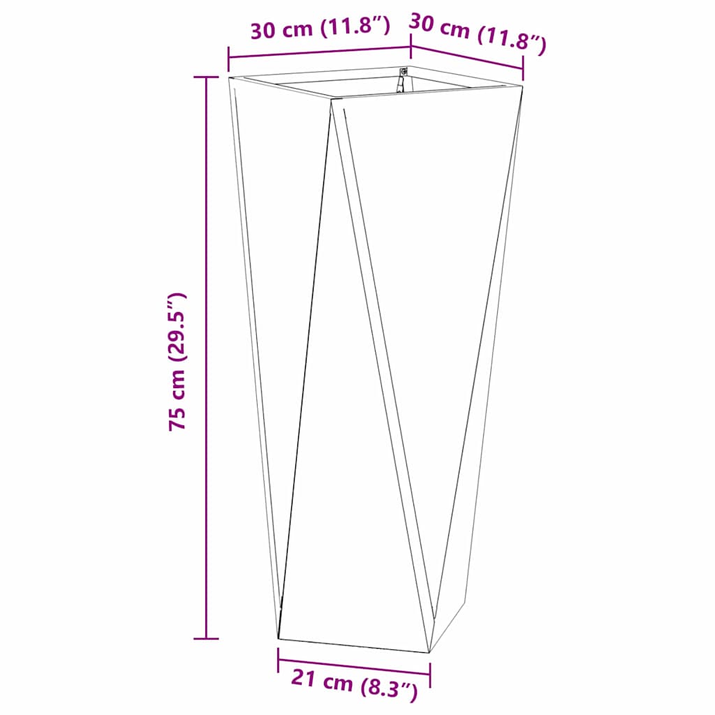 Utomhus Blomkruka Metall 2 pcs Svart 30 x 30 x 75 cm Stål