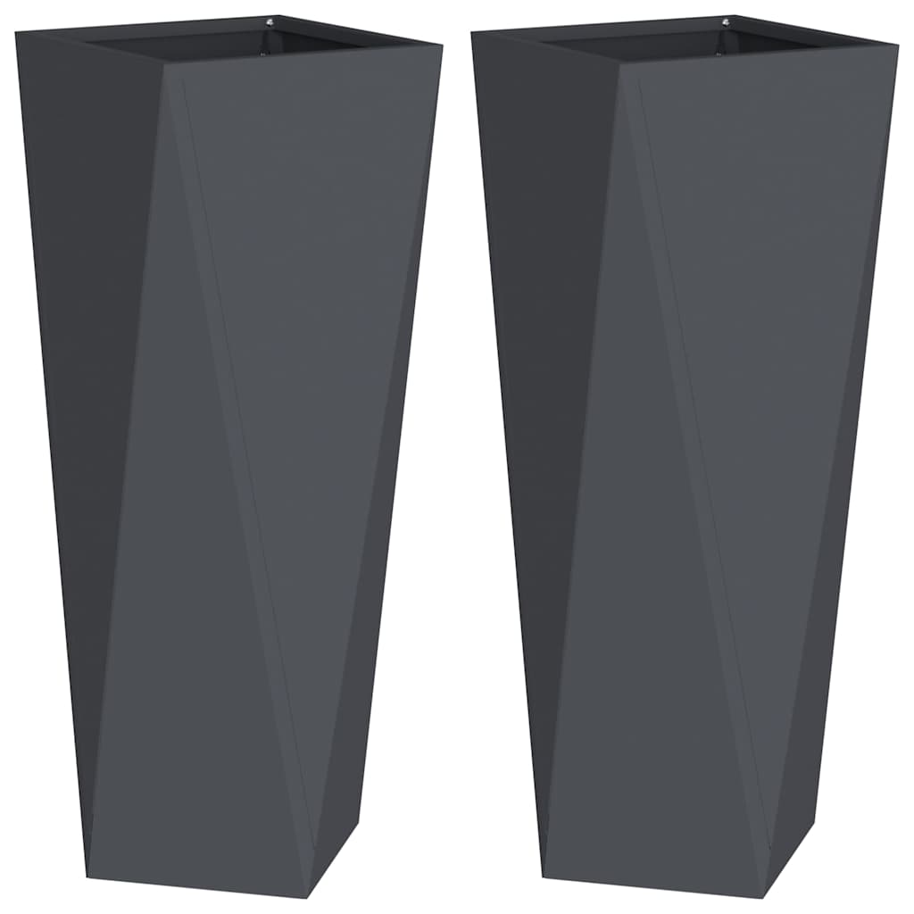 Utomhus Blomkruka Metall 2 pcs Antracit 30 x 30 x 75 cm Stål