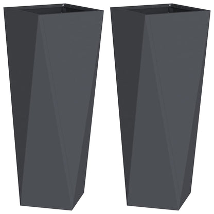 Utomhus Blomkruka Metall 2 pcs Antracit 30 x 30 x 75 cm Stål