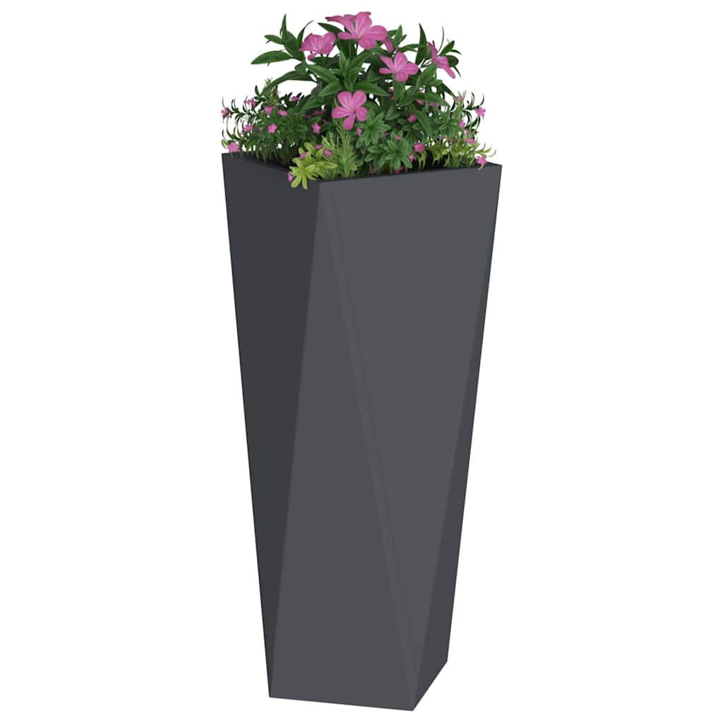 Utomhus Blomkruka Metall 2 pcs Antracit 30 x 30 x 75 cm Stål